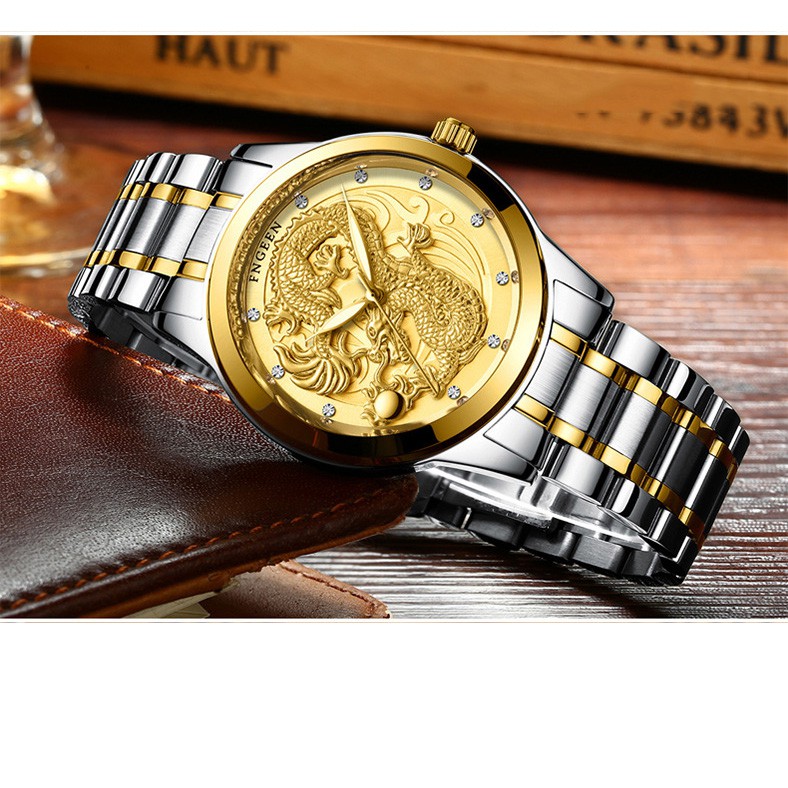 (FULL BOX) Đồng Hồ Nam DRAGON 3D Dây Thép Đúc Đặc Không GỈ Phiên Bản Doanh Nhân + Vòng Tay Tỳ Hưu May Mắn | BigBuy360 - bigbuy360.vn