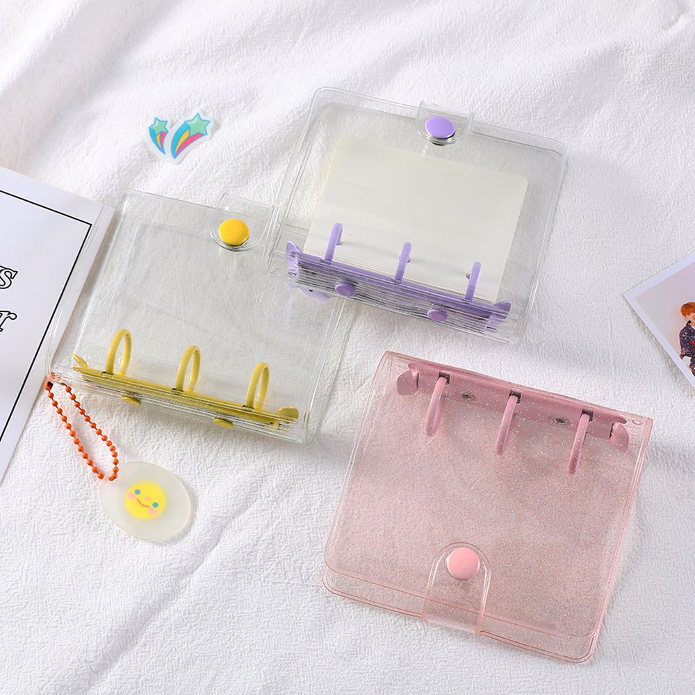 Bìa Kẹp Sổ Tay 3 Lỗ Bằng Pvc Trong Suốt Lấp Lánh