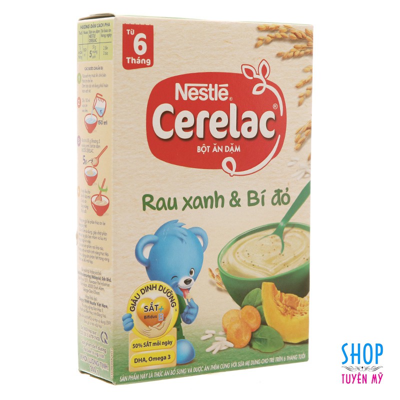 Bột ăn dặm Nestlé Cerelac rau xanh và bí đỏ - hộp 200g