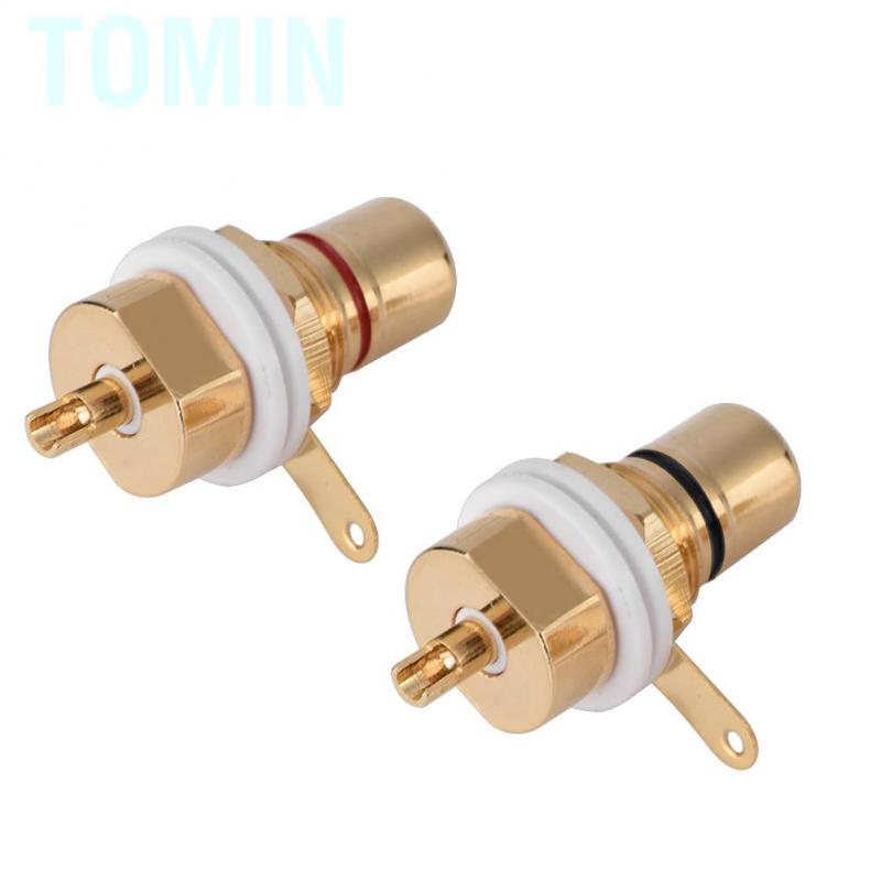 2 Pcs Gold Plated Copper RCA Panel Mount Female Jack Terminal Socket Audio Connector