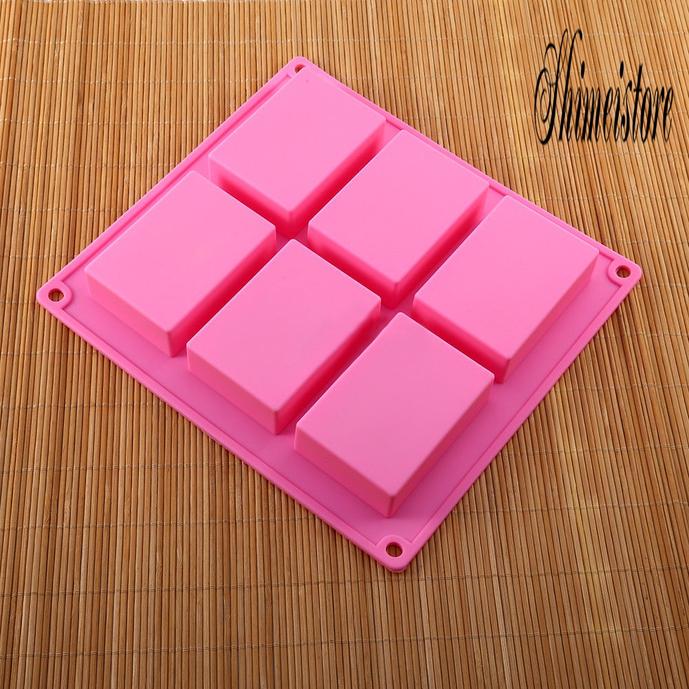 [Hot]♨ Khuôn Silicone 6 Ngăn Tạo Hình Chữ Nhật Trang Trí Bánh