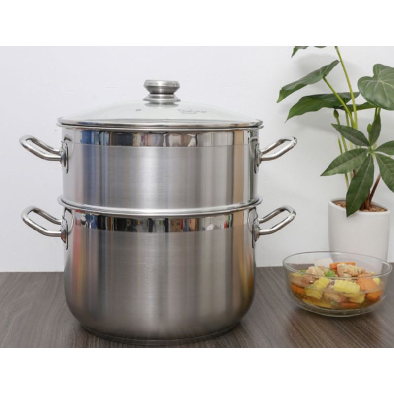 Bộ Nồi Xửng Hấp Inox five Star Size 24/26/28/30/32cm  nắp inox.