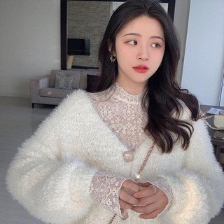 [Chỉ trả order facebook]Áo ren hoa văn lót trong mix đồ ulzzang
