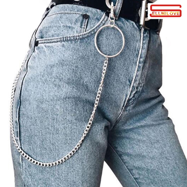 Hip-pop Punk Metal Ring Pants Chain Jeans Chain Pendant