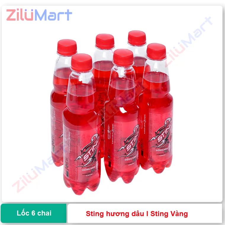 Lốc 6 chai nước tăng lực Sting hương dâu loại 330ml