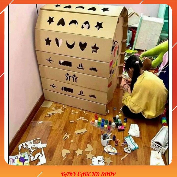 Ngôi nhà đồ chơi bằng bìa carton lắp ghép thông minh cho bé  🧡[FREESHIP]🧡 An toàn cho sự phát triển của trẻ