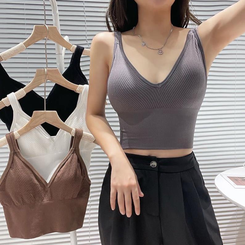 Áo Bra Nữ Dáng Lửng Có Mút Ngực Chất Thun Tăm Mềm Mịn Cổ Tim Siêu Đẹp V92  - LADY