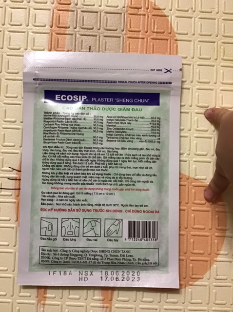 Cao dán thảo dược giảm đau Ecoship