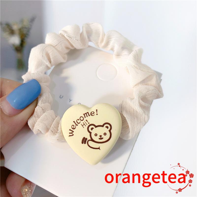 Dây buộc tóc trang trí hình trái tim hoạt hình phong cách Hàn Quốc dễ thương dành cho bé gái