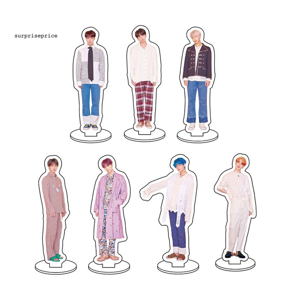 Phụ kiện acrylic trong suốt để bàn hình nhóm nhạc Kpop BTS 9cm