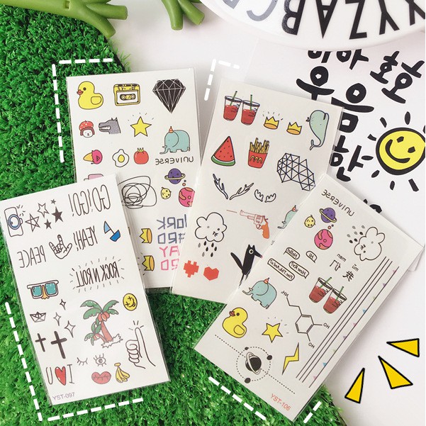 Tờ sticker dán hình xăm TATTOO tạm thời màu đen nhiều kiểu độc đáo HX