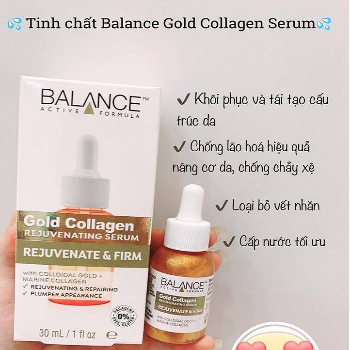 Serum Dưỡng Căng Bóng Da, Ngừa Lão Hóa Balance Gold Collagen Rejuvenating Serum 30ml