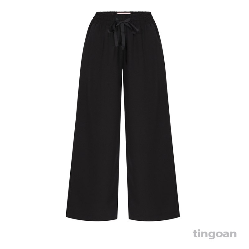 Quần ống xuông chống nhăn chun co dãn đen tingoan AMBER CULOTTES/BL