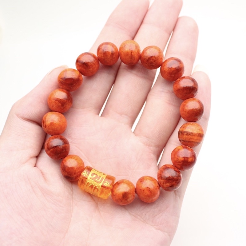 Vòng tay nam nữ gỗ huyết long mix đá phong thủy nhiều màu size 8mn 10mn - No box