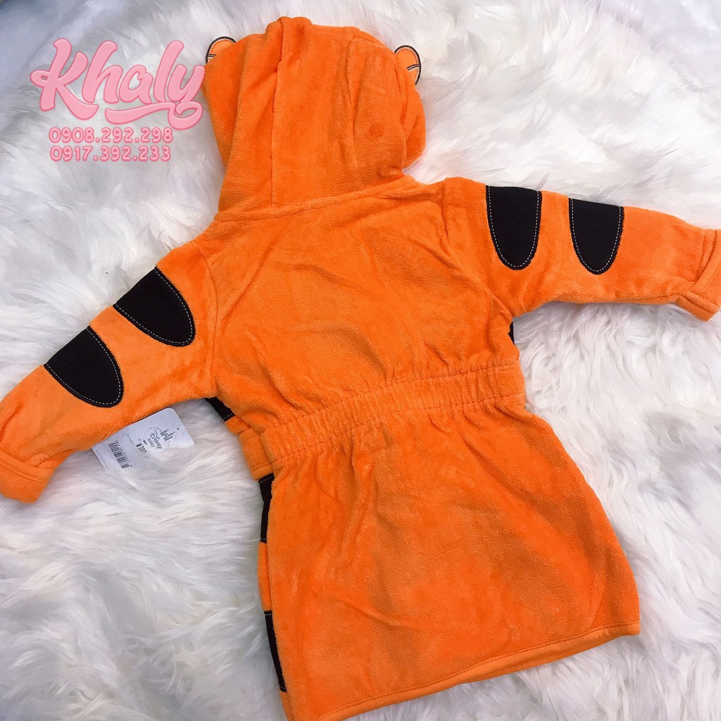Áo khoác tắm lông mịn trẻ em hình hổ cam Tigger Winnie The Pooh màu cam size (6-9M) cho bé trai 3 tuổi ( MỸ US-UK)