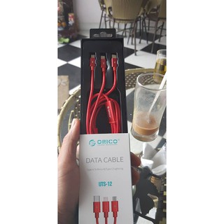 Cáp Sạc 3 đầu sạc ORICO UTS-12 -Type-C / android / Lightning (iphone)