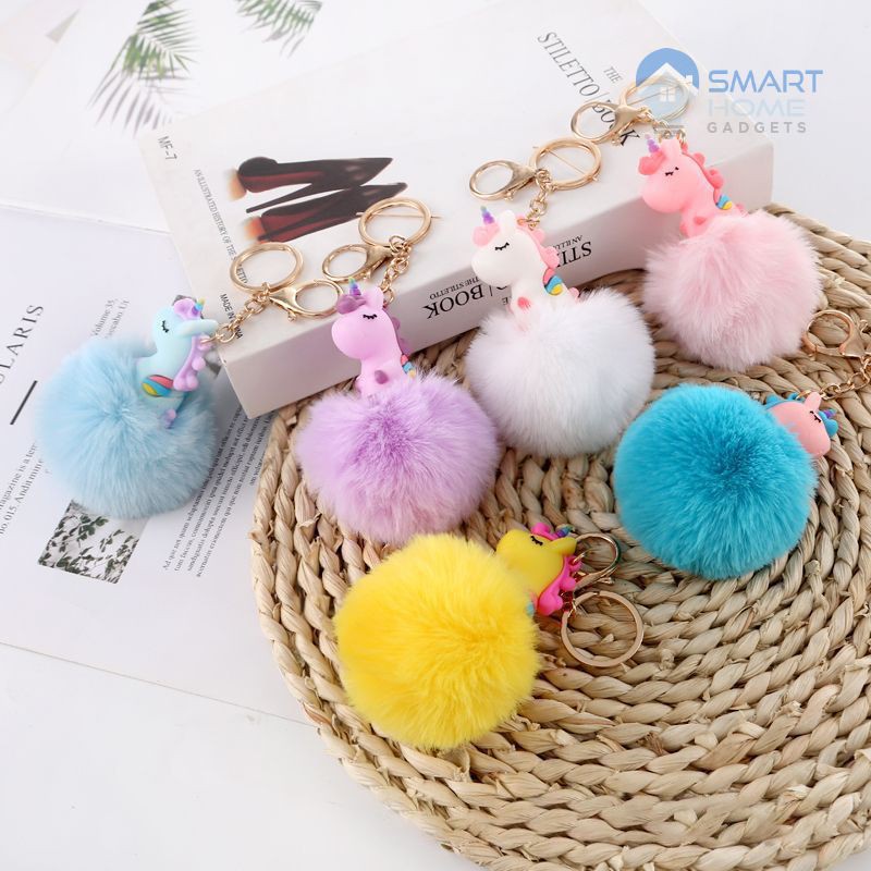 Móc Khóa Cục Bông Unicorn – Móc Chìa Khóa Hình Ngựa Một Sừng Cực Dễ Thương