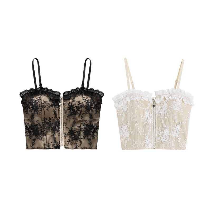 Áo Crop Top Không Tay Có Khóa Kéo Phía Trước Thời Trang Mùa Hè Cho Nữ