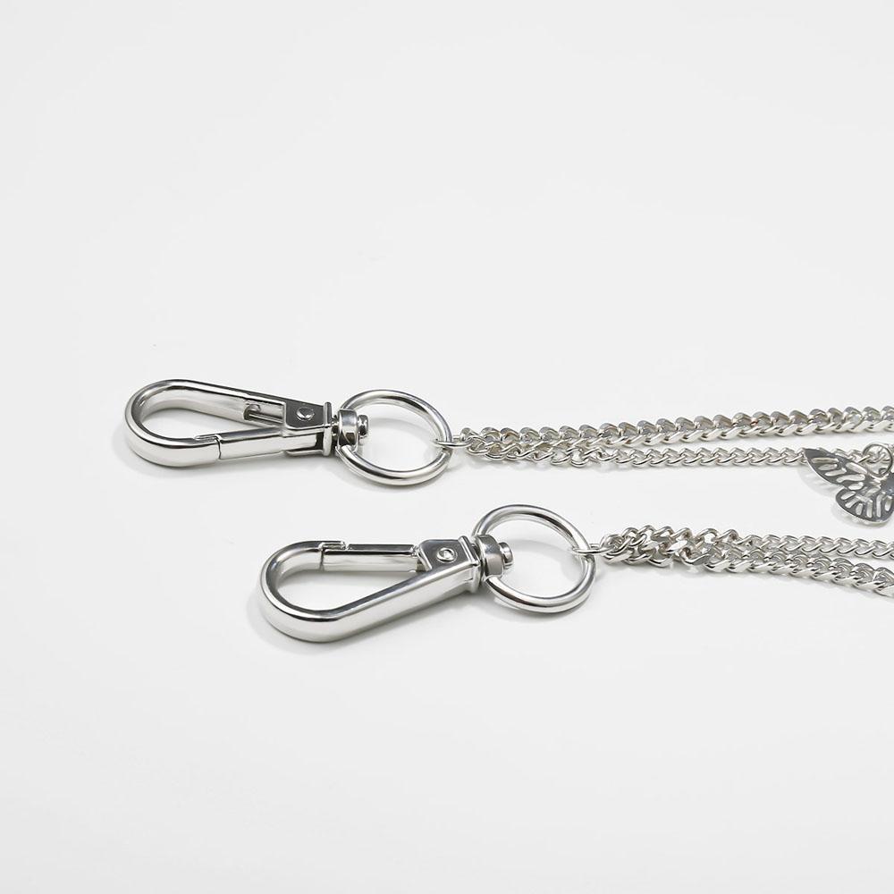 Dây Xích Đeo Thắt Lưng Quần Jean Dài Hai Lớp Họa Tiết Bướm Phong Cách Punk