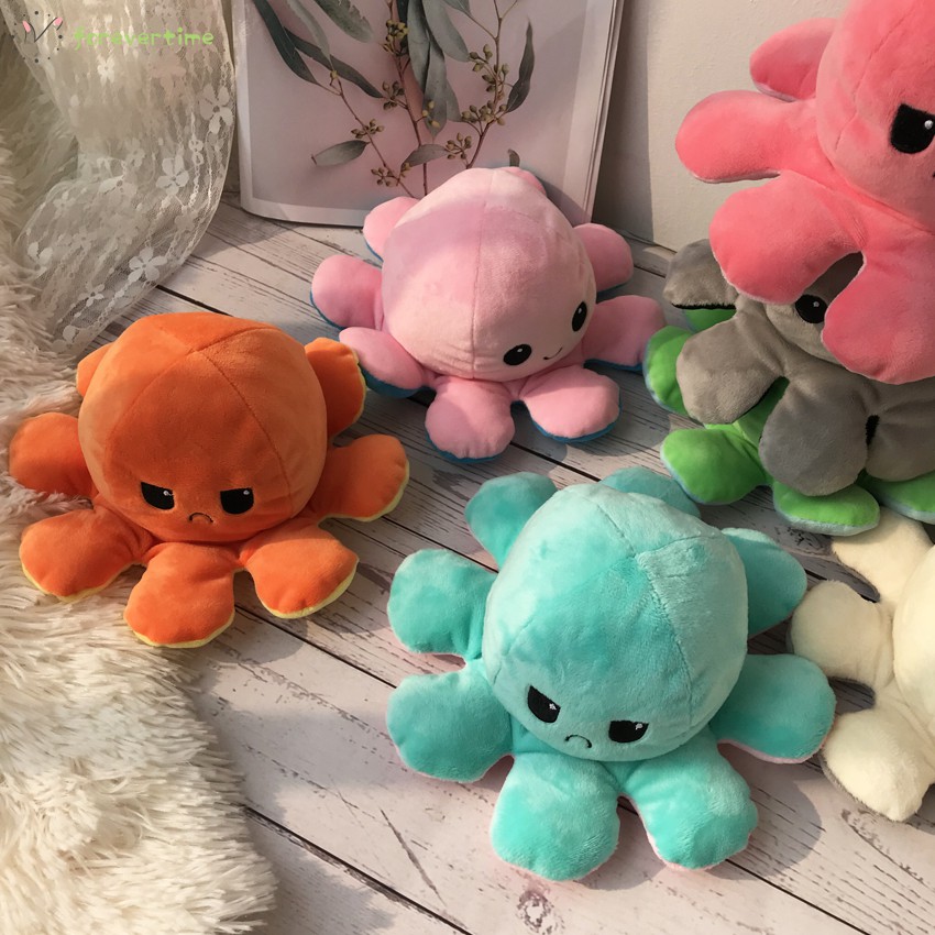 20CM Reversible Octopus two color Bạch tuộc nhồi bông cảm xúc