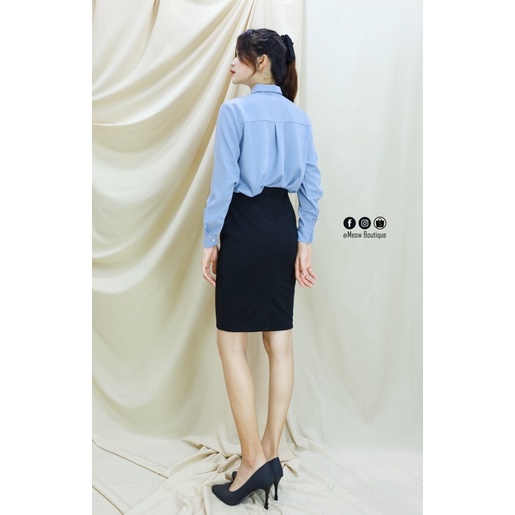Sơ mi trơn tay dài thắt nơ 3 màu trending, chất Lụa mềm rũ mát, dây nơ có thể tháo rời mặc được nhiều kiểu Meow Boutique