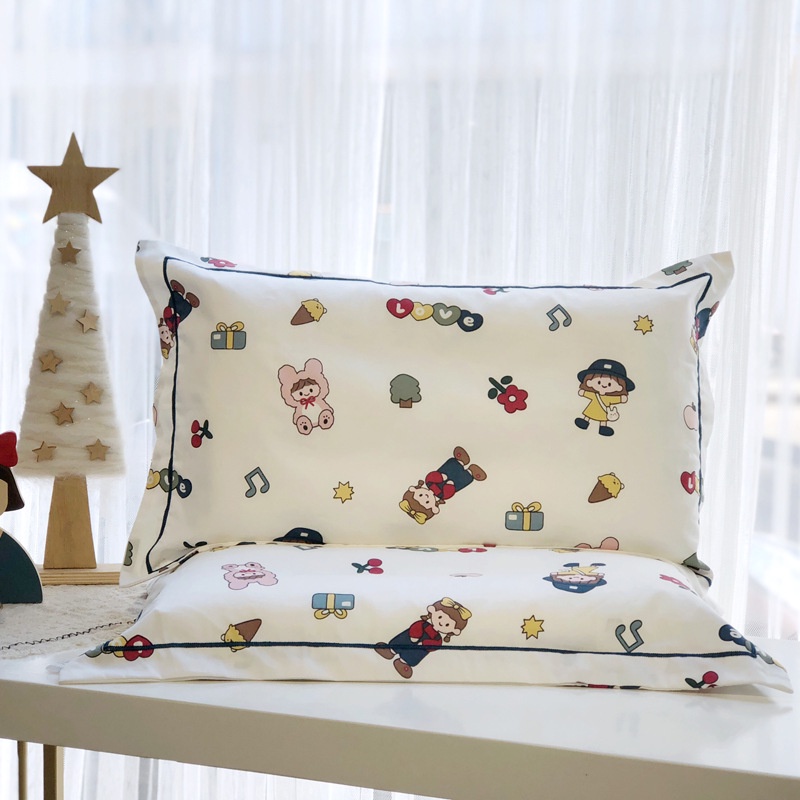 Ins cartoon 60 thread long staple cotton pure cotton baby pillow case baby latex pillow case pillow core case Ep5X