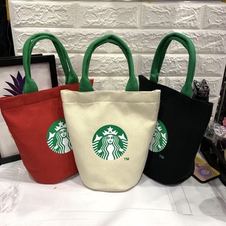 Ông. Túi Vải Canvas Đựng Hộp Cơm Trưa In Hình Starbucks Độc Đáo