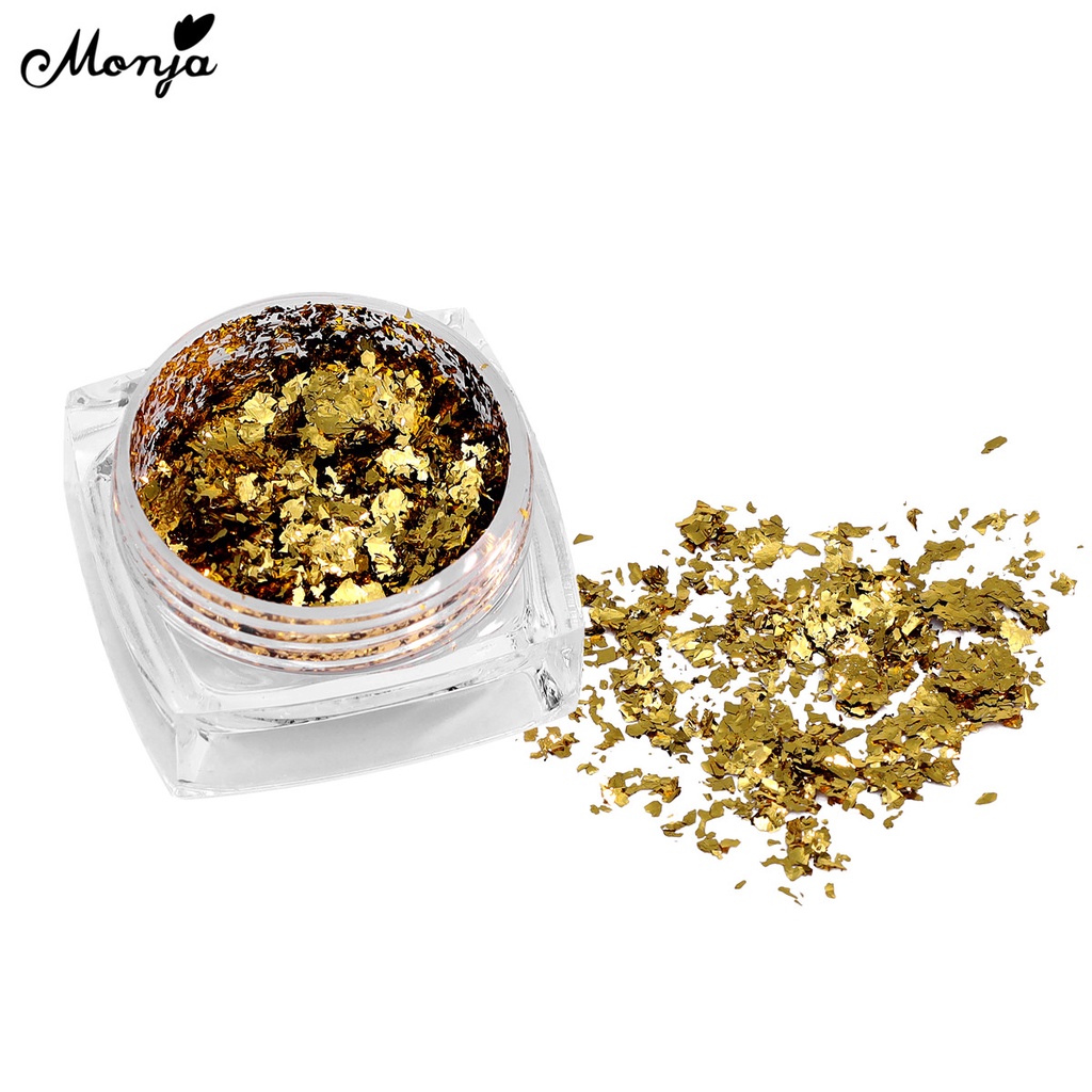 MONJA Set 6 hộp lá nhôm lấp lánh màu vàng/bạc trang trí móng nghệ thuật diy