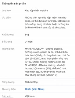 Kẹo xốp nhân mattcha , socola