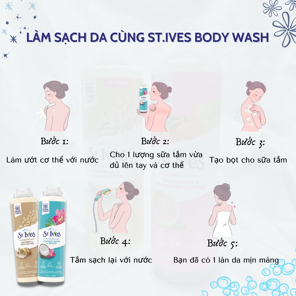 Sữa tắm St.Ives dưỡng da body wash 473ml 650ml 945ml