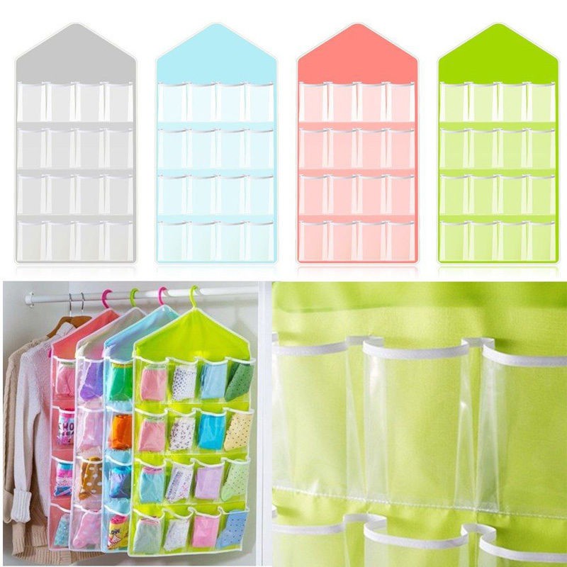 Túi Treo 16 Ngăn Trong Suốt Đựng Đồ Lót, Vớ