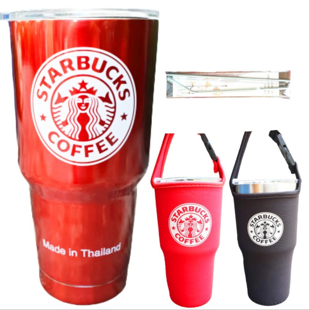 COMBO LY GIỮ NHIỆT STABUC ĐỎ 900ML TẶNG TÚI, 2 ỐNG HÚT, 1 CỌ