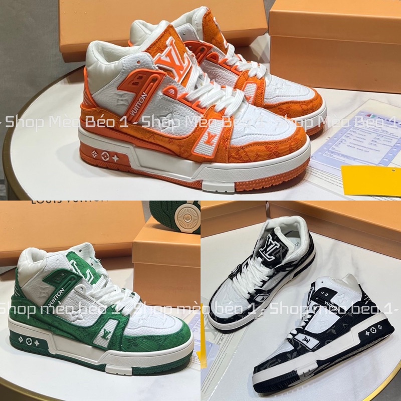 Giày thể thao sneaker lv cao cổ viền hoạ tiết fullbox