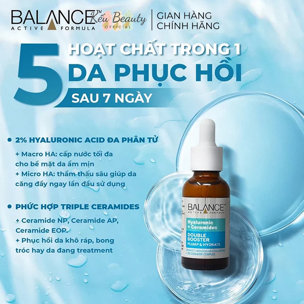 Tinh chất Balance Active Formula Double Booster Serum 30ml (Vitamin C, Hyaluronic &amp; Collagen)