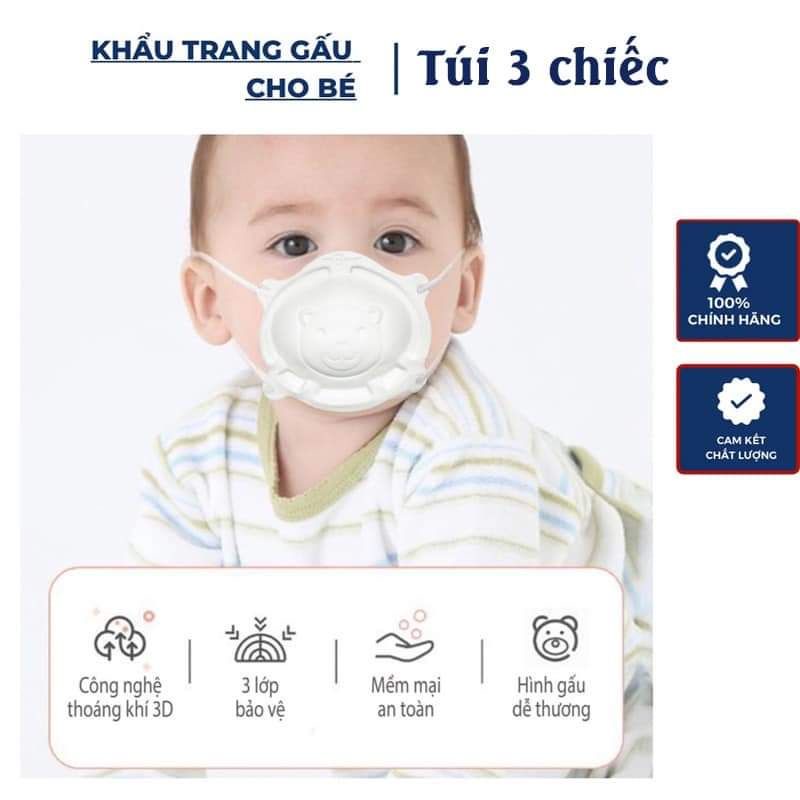 Khẩu trang gấu Noppi Set 3 cái cho bé