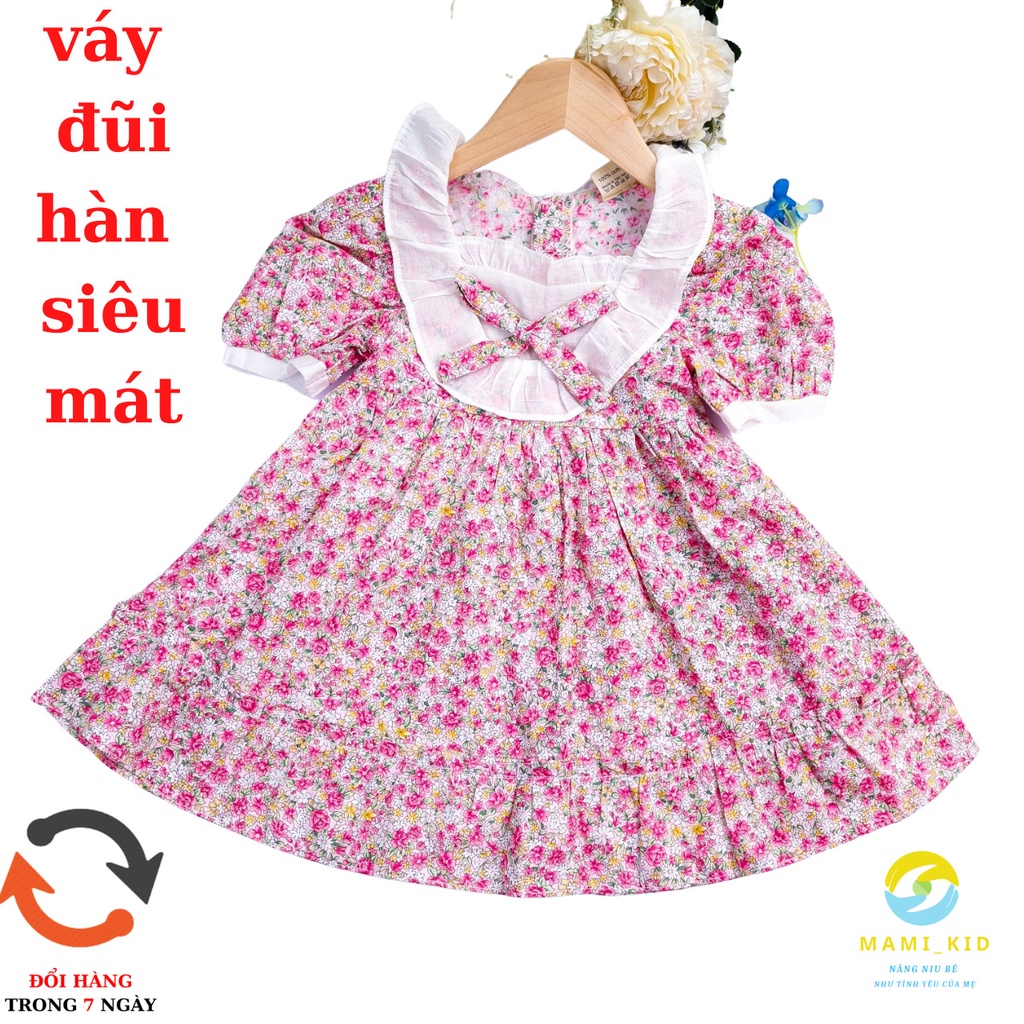 váy xinh cho bé gái 1-7 tuổi hoa nhí sành điệu, tay bồng phối ren xinh 12-25kg ,Mamikid