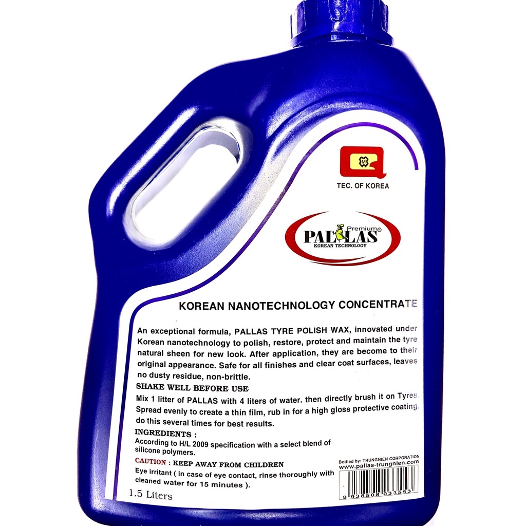 Dung dịch Polish Wax Pallas đánh bóng vỏ xe, lốp xe can 1.5 lít - CS0000063