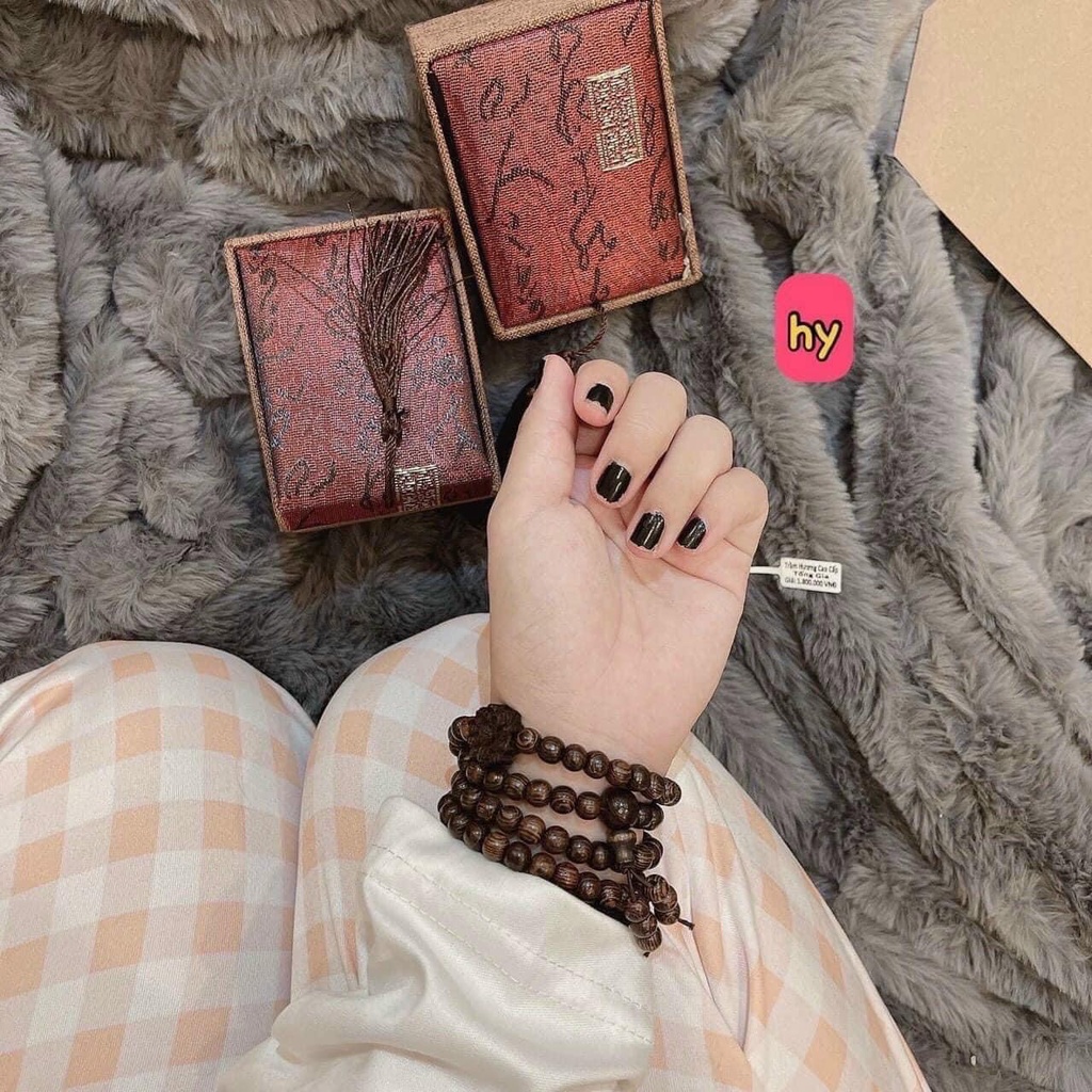 Vòng Tay Trầm Hương Chuỗi 108 mix hoa sen vàng, Hạt Trầm 100% Tự Nhiên Cao Cấp