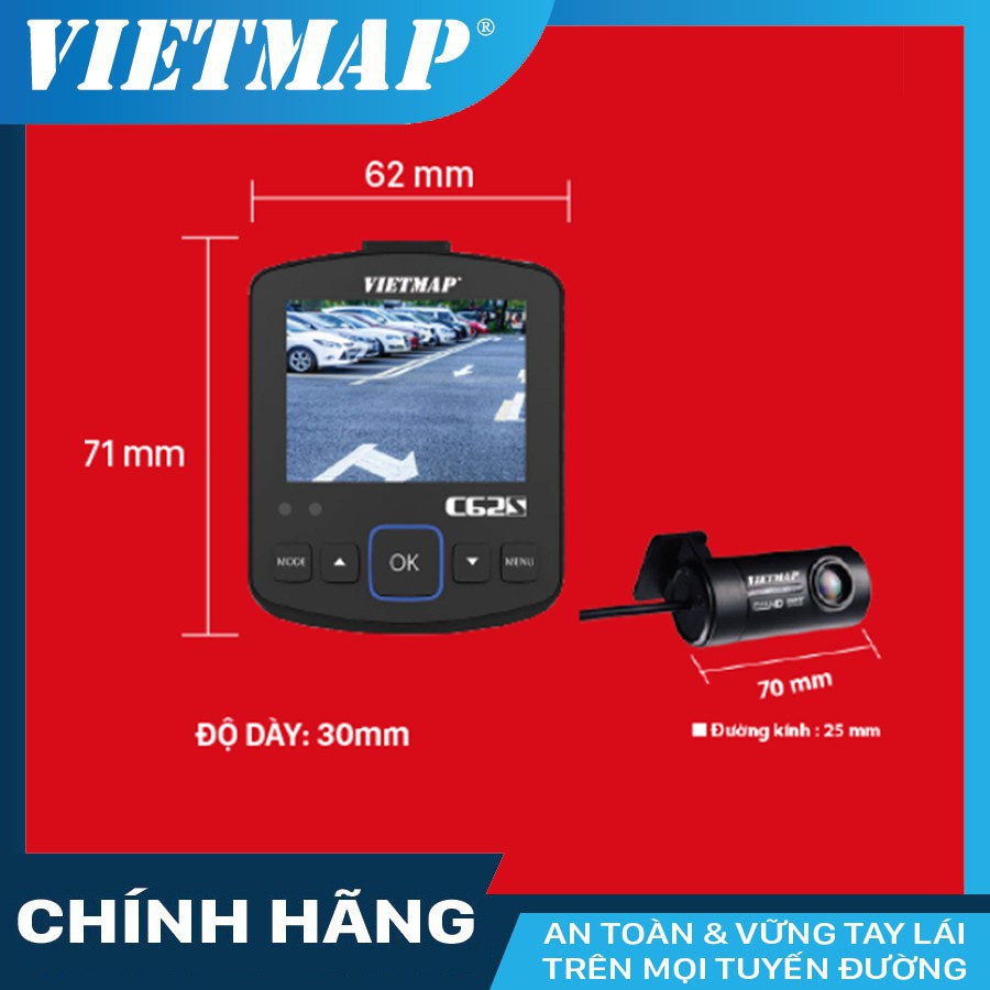 Camera hành trình VIETMAP C62S cho xe ô tô + thẻ nhớ 32/64/128 GB Class 10