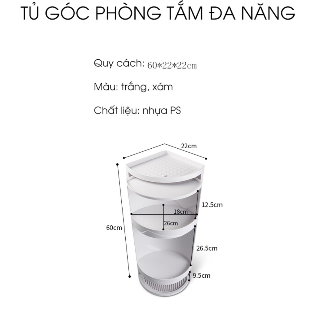 Tủ góc xoay tường phong cách EU Châu Âu 3 tầng ABS