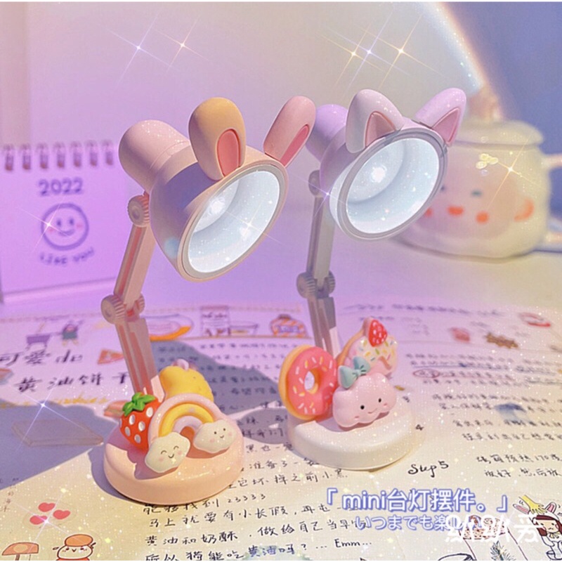 Đèn Mini Có Đồ Trang Trí, Keo Dán Để Bàn Siêu Xinh.