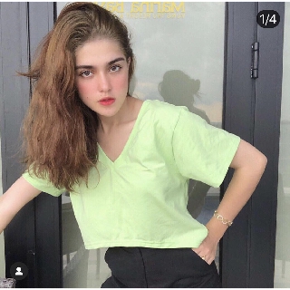 Áo croptop cổ tim thun giấy basic dễ thương