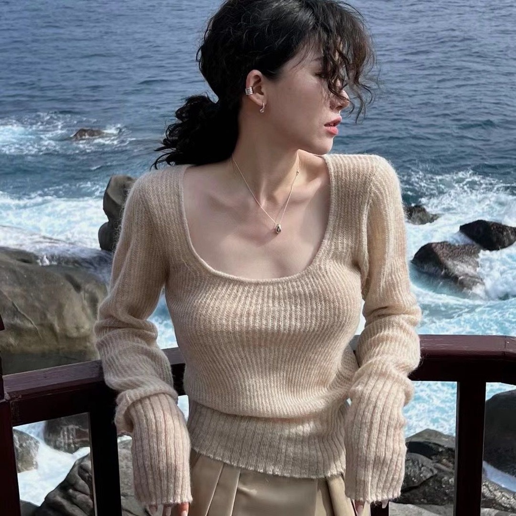 Áo Len Tay Dài Cổ Tròn Thời Trang Phong Cách Hàn Quốc Cho Nữ