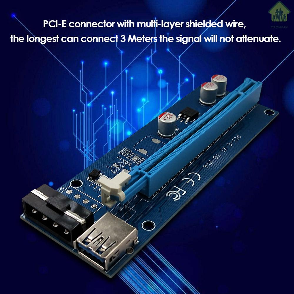 Card Chuyển Đổi Pci-E 1x Sang Pci-E 16x Pci-E 4pin Với Cáp Dữ Liệu Usb 3.0 Sata Cho Bitcoin Mining