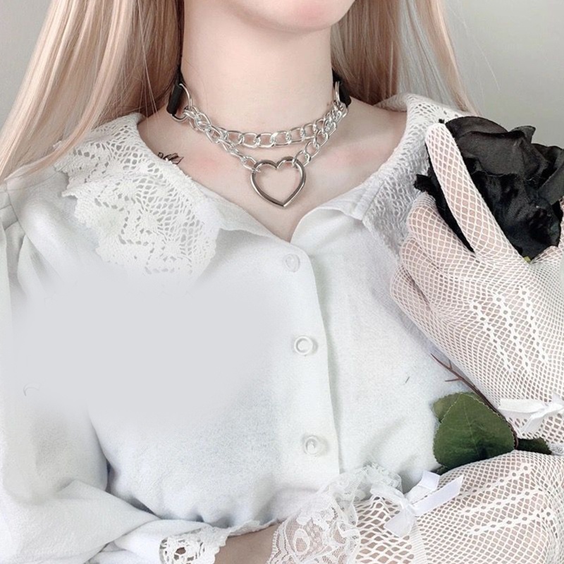 Vòng Cổ Choker Da Mặt Trái Tim Gợi Cảm Dành Cho Nữ