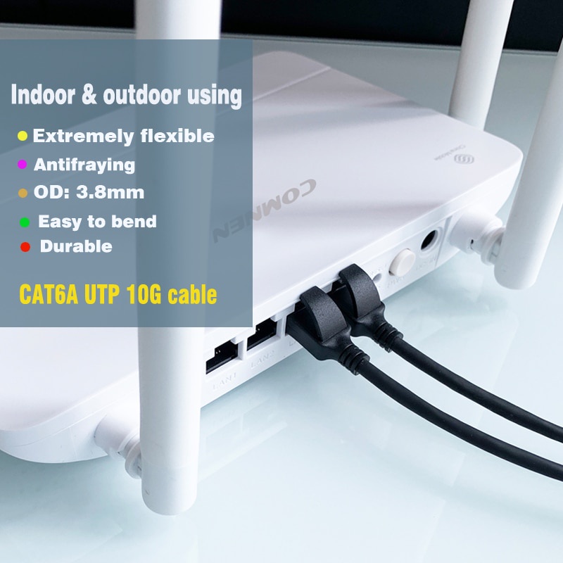 Dây Cáp Mạng Lan Cat6a 90 Độ Siêu Mỏng Cho TV BOX Laptop