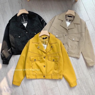 Áo khoác da cổ vest