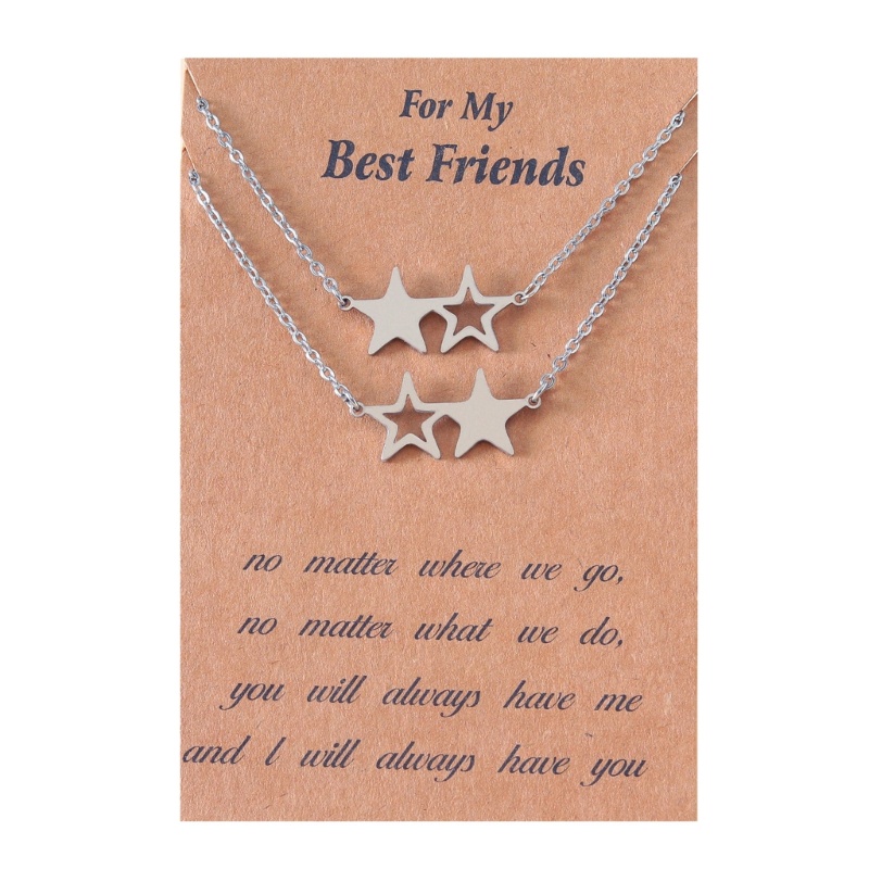 Set 2 Vòng cổ Mặt Ngôi Sao Năm Cánh Bằng Thép Không Gỉ