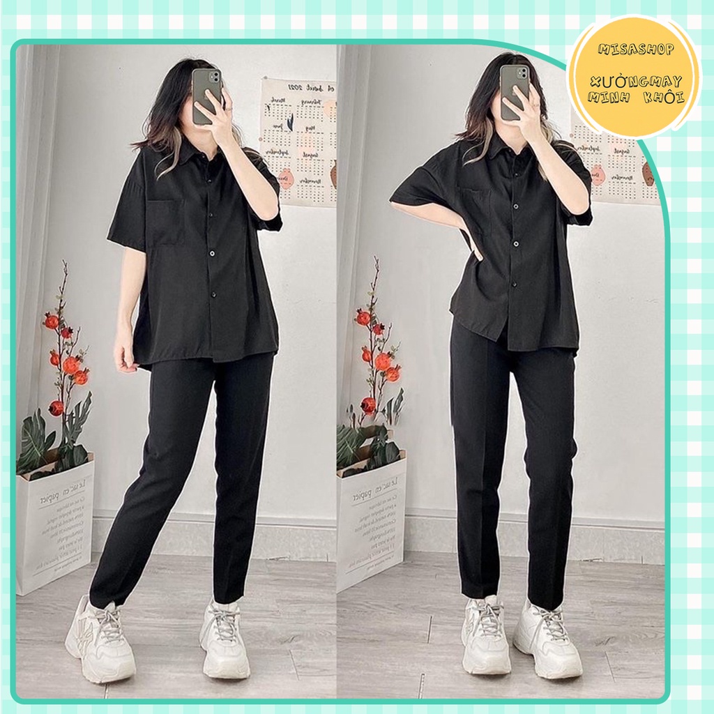 Quần tây nữ lưng cao đi học đi làm ống đứng dài lịch sự - Misa Shop