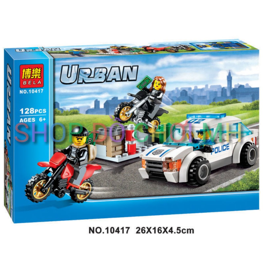 đồ chơi lego xếp hình lắp ráp bela urban 10417 - xe cảnh sát truy đuổi trộm